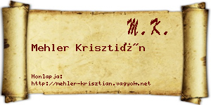 Mehler Krisztián névjegykártya